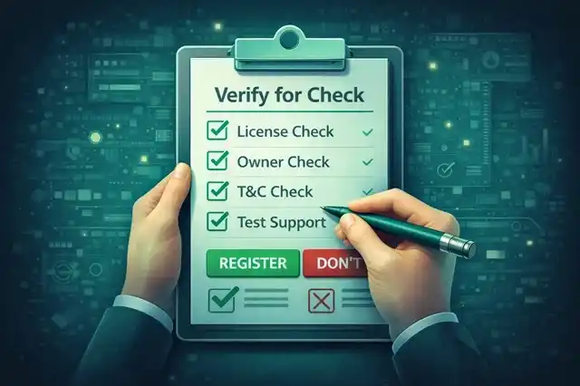 Checklist-style illustration showing steps to verify an online casino, including license checks, payment review, and player protection indicators.