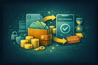 Illustration showing online casino withdrawal process, verification steps, and payout handling