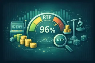 Illustration explaining RTP percentages, return to player calculations, and game odds