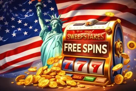 Illustration explaining sweepstakes-based free spins in the United States